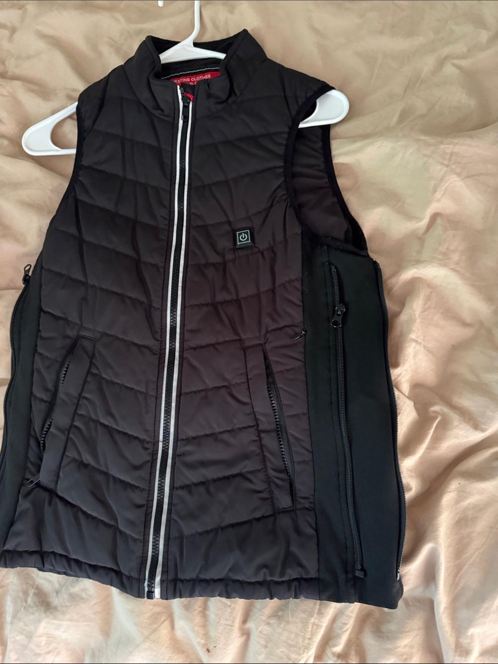 Black Quilted Heated Vest with Zip Front